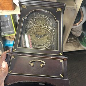 Vintage BOMBAY  Wooden Wall Clock with Gold Accents